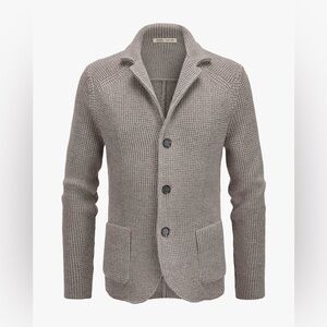 Maurizio Baldassari Brenta Men's Wool Cardigan in Taupe, Made in Italy sz 48 NEW